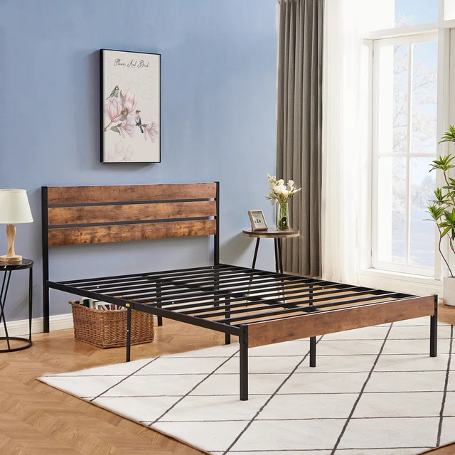 Metal and Wood Frame Bed - Queen Size in Beds & Mattresses in Hamilton - Image 4
