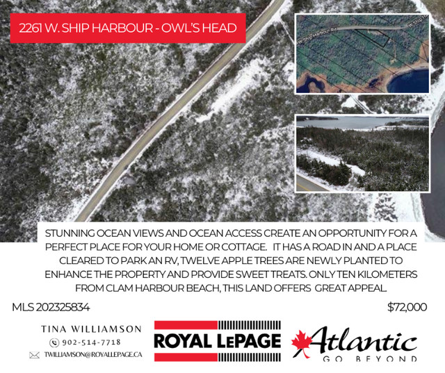 Vacant Land : 1.1 Acres in Owls Head with Ocean access For Sale in Land for Sale in Cole Harbour