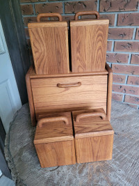 Oak Canisters and Bread Box