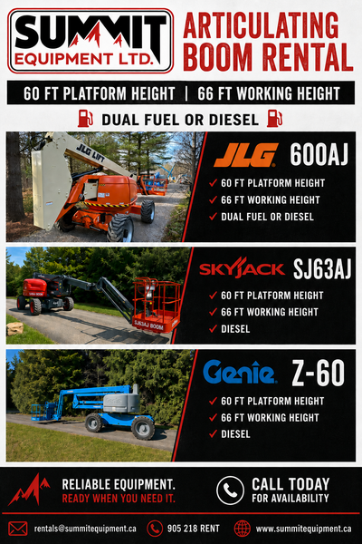 60 Foot Articulating Boom Lift Rentals Available Models Skyjack SJ63AJ Genie Z-60 Genie Z-60/34 JLG...