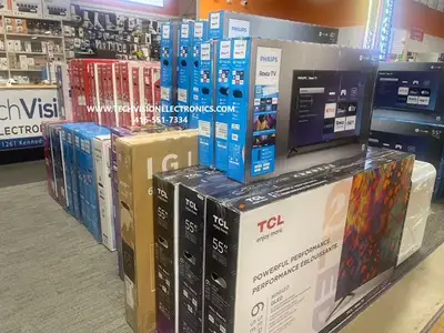 AT TECH VISION ELECTRONICS WE CARRY OPEN BOX CERTIFIED REFURBISHED TCL, SANYO, PHILIPS, HISENCE, SAM...