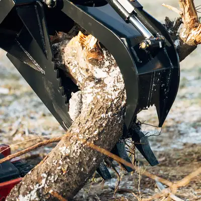 New Mini Skid Steer Stump Bucket with Hydraulic Grapple Heavy-Duty Steel, 35.25 Max Opening | MSSBG4...