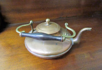 Dutch Antique Copper Kettle w/Brass Ball Finial and Handle Arms