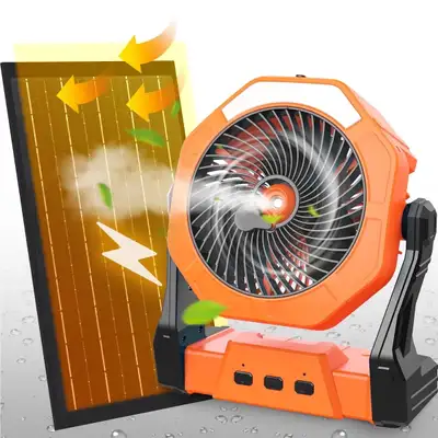 Brand Ausic Colour Orange Electric fan design Table Fan Power source Battery Powered Style With sola...