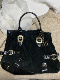BEBE black leather suede with gold hardware tote bag MINT!!