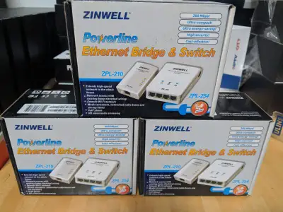 Brand New High Quality Fast Speed Powerline Bridges Made by Zinwell the makers of Royal Plus brand L...