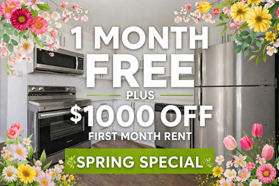 Current Promotions SPRING SPECIAL: 1 MONTH FREE PLUS $1000 DISCOUNT OFF FIRST MONTH RENT 1 MONTH FRE...