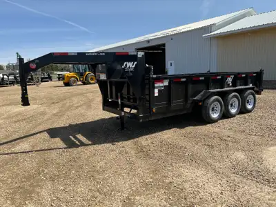 NEW 2027 SWS 7 x 16' Hydraulic Dump Gooseneck Trailer Tri Axle 2 5/16" Adjustable Coupler 12,000 LB...
