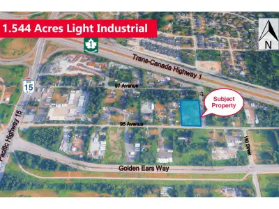 1.544 acres CORNER LOT designated for IL (light-industrial) use. Two street frontages, 96 Avenue and...