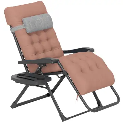 Padded Folding Recliner Chair, Patio Lounger with Cupholder, Adj, View more
