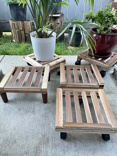 Wooden garden plant  stands with wheels or legs, View more
