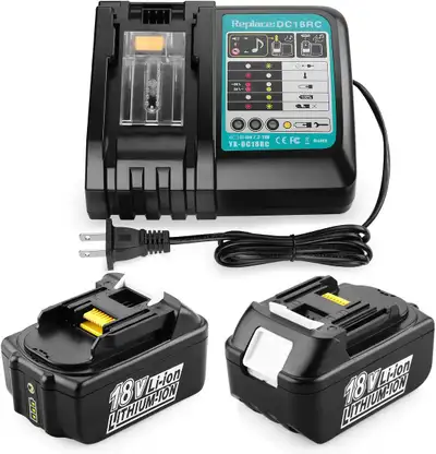 CHARGER & TWO 18V BATTERIES FOR MAKITA - **NEW**, View more