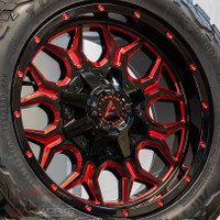18x9 Armed INFANTRY! GLOSS BLACK with RED MILLING! $1190/SET
