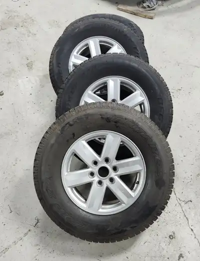 Have a set of 4 winter rims and tires. Rims are off of a 2021 ford f150. Tires are 80-90% tread. 3 t...