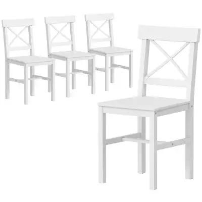 Wooden Dining Chairs Set of 4, Kitchen Chairs with Cross Back, S, View more