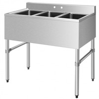 NEW Giantex 3 Compartment Commercial 304 Stainless Steel Sink,
