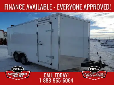 NEW Factory Outlet 8.5x16ft Enclosed Cargo Trailer - Rear Barn Doors - Wedge Front - (4) Recessed D-...