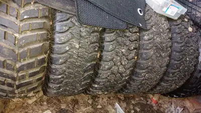 31 inch goodyear all terrain T/As they are basically new . Studded and mounted on Landcruiser wheels...