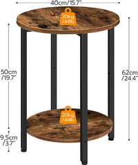 HOOBRO Round Side Table, Sofa Couch Table with Storage Shelf