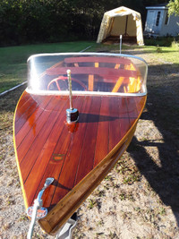 Antique  1954 Peterborough  Zephyr wood boat.