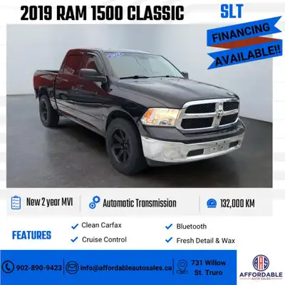 Affordable 2019 RAM 1500 CLASSIC SLT- Clean Carfax – Brand New Inspection! Low Kilometers! KEY HIGHL...