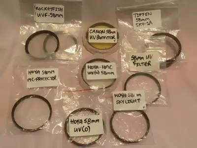 AVAILABLE IF POSTED, please reply with day/time to view, thank-you. 58mm lens filters, as shown - $5...