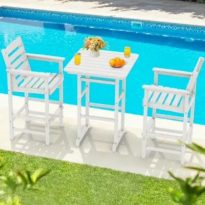 BRAND NEW - SERWALL Tall Adirondack Chairs and Table 3 Pieces Se, View more