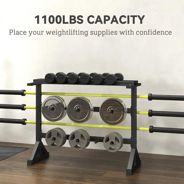 Soozier 1100LBS Capacity Weight Rack, Weight Plate Rack, and Dum in Exercise Equipment in Calgary - Image 3