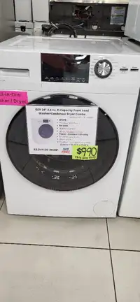 GE S/D 24" Front Load Washer/Condenser Dryer Combo - White