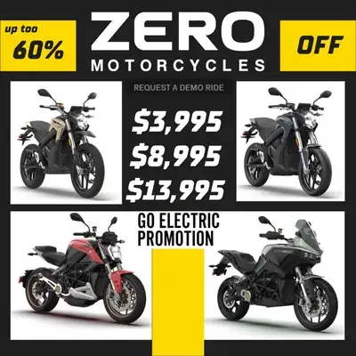 2023 ZERO MOTORCYCLES WEBSITE CLEAROUT S SR SR/F SR/S DSR/X instant torque, zero gas, low maintenanc...