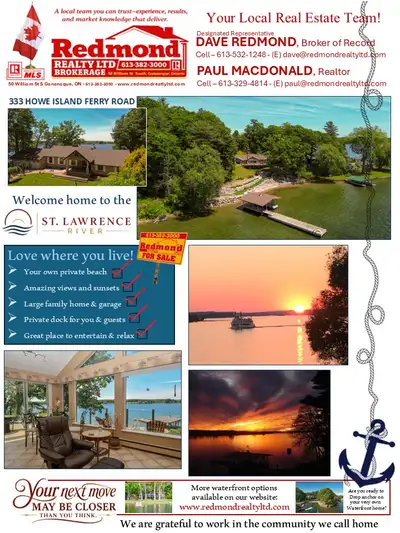 St. Lawrence River Living at Its Finest! A rare opportunity to own one of the finest waterfront prop...
