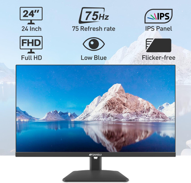 SANSUI ES-24X5A 24"IPS FHD 1080P 75HZ HDR10 Monitor in Monitors in Mississauga / Peel Region - Image 3