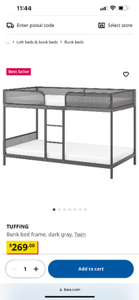 Bunk bed, single top, double bottom