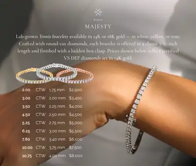 LAB DIAMOND TENNIS BRACELETS TENNIS EN DIAMANT DE LABORATOIRE, View more