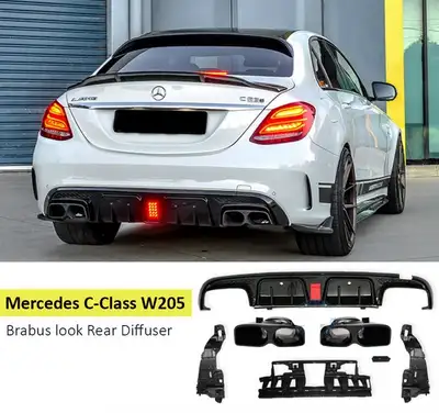 MERCEDES W205 C63 OR BRABUS CONVERSION DIFFUSER KIT WITH TIPS FITS 4DR C300 C400 C250 C43 2015 2016...