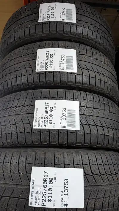 SET OF 4X P225/60R17 225/60/17 MICHELIN X-ICE XI 3 TAG # 13753 Used tires in excellent Condition - C...