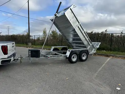 7 ton galvanized combo dump trailer 76" x 12' Tandem Drop 7000 1b. (6360 kg.) Electric, 4 wheels Hea...