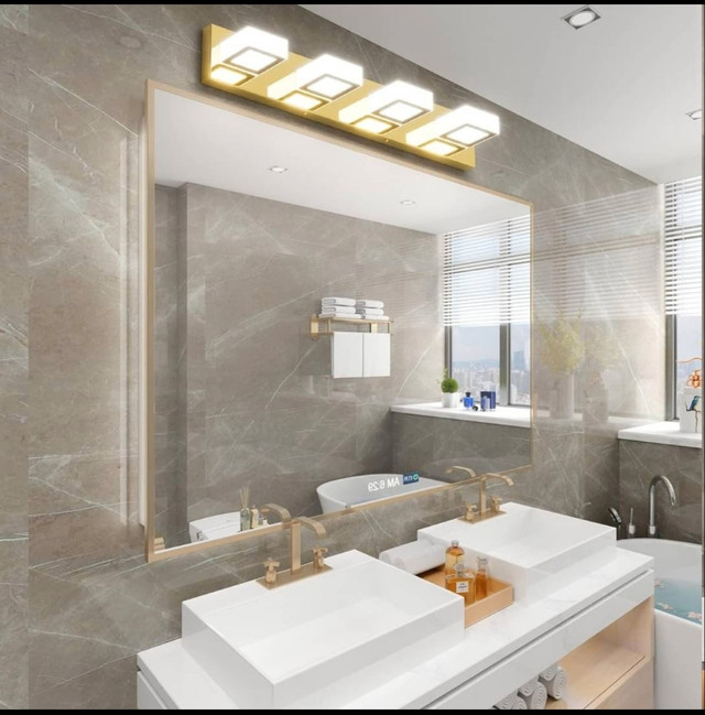 Ralbay Modern LED Vanity Light 4 Light Gold Bathroom Vanity Ligh in Indoor Lighting & Fans in Gatineau - Image 3
