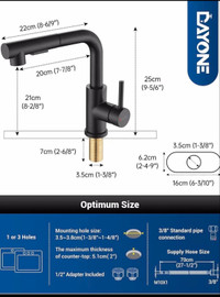Black Bar Sink Faucet with Pull Out Sprayer, DAYONE Matte Black