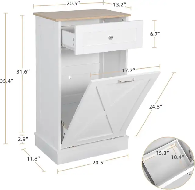 Puluomise Tilt Out Trash CabineWooden Recycling Tr... BNIB LOT#62863283585155122