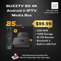 Brand New BUZZTV B5 4K Android 11 IPTV Media Box- 2GB/16GB