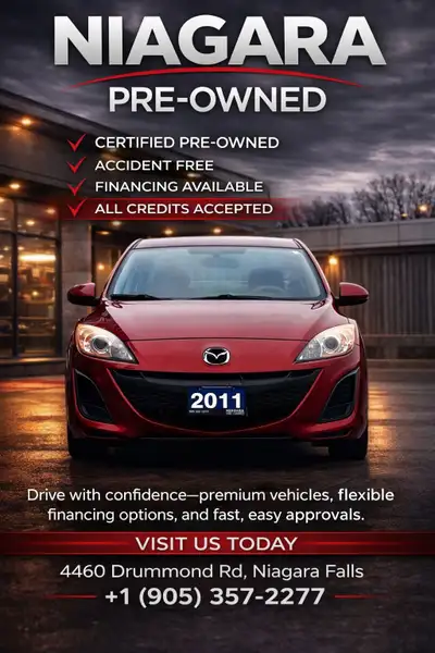 2011 MAZDA3 GX ﻿ PRICE $8,999 + TAXES & LICENSING Engine & Performance Engine: 2.0L 4-Cylinder engin...