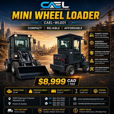 New CAEL Mini Wheel Loader certified & Warranty 8,999 CAEL Mini Wheel Loaders are designed to delive...