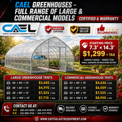 CAEL Greenhouses are engineered for year-round performance and maximum durability. Built with a heav...