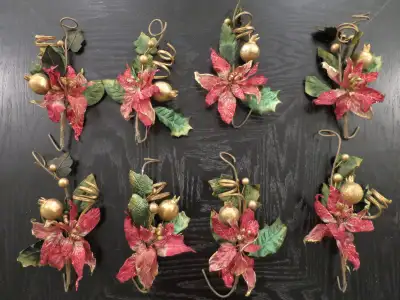 8 Christmas Poinsettia Decorations for tree or table arrangement, View more