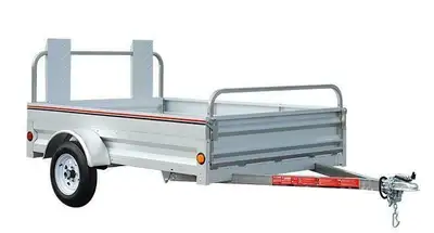 The Stirling 5' x 7' model features a galvanized steel floor, 15" rail top sides and 4 tie down poin...