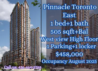 Luxury Condo in Scarborough - Pinnacle Toronto East 1 Bed | 1 Bath | 505 Sqft | West Facing 1 Parkin...