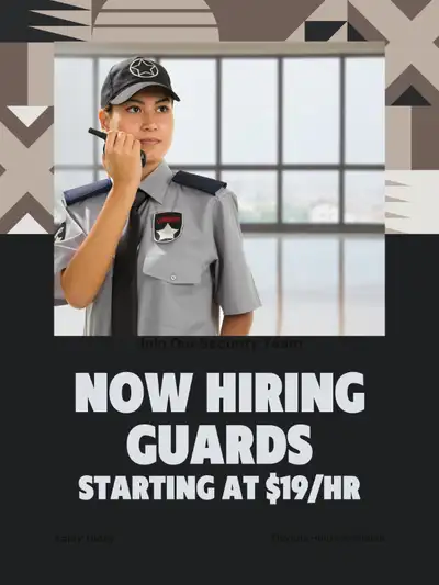 Hiring security guard - $19/hr - Now Hiring Call 647-326-3697, View more