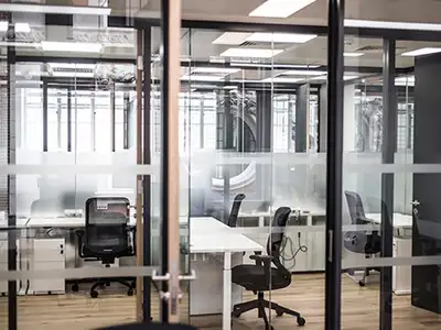 Find an office space for rent thats configured to support teams of 15 employees and meets all your n...