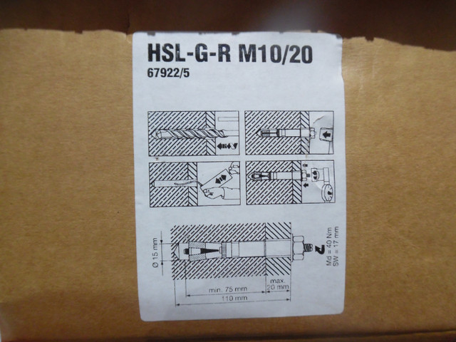 Hilti HSL-GR M10/20 Stainless Steel WEDGE ANCHOR Bulk Lots in Hardware, Nails & Screws in Kitchener / Waterloo - Image 2